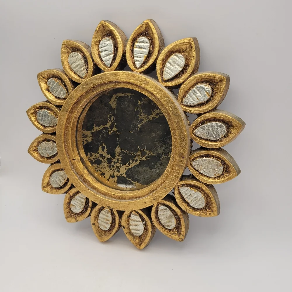 Gold and Silver Sunburst Wall Mirror